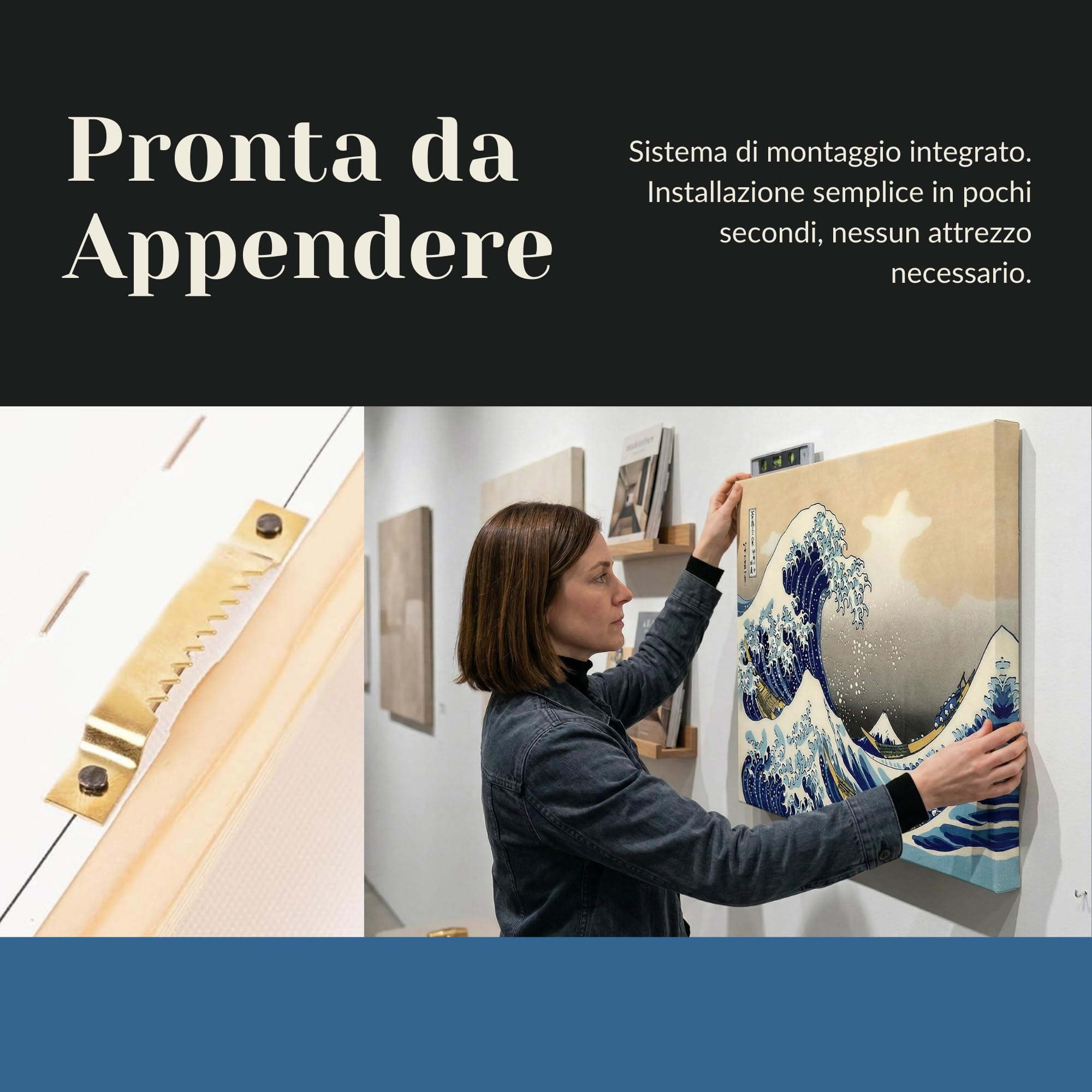 Stampa su Tela – La Grande Onda di Kanagawa – Quadro Arte Giapponese di Katsushika Hokusai per Casa e Ufficio (70, Centimetri, 100, Centimetri)