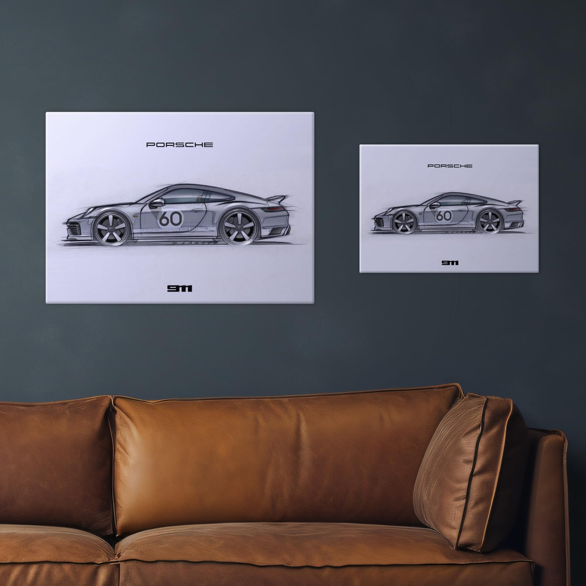Displate Metall poster Porsche 911 Sketch Größe M | Bild Plakate für Schlafzimmer Dekor, Geschenke. Magnetische Befestigung Wandposter, Wanddeko. Metall Wandkunst.