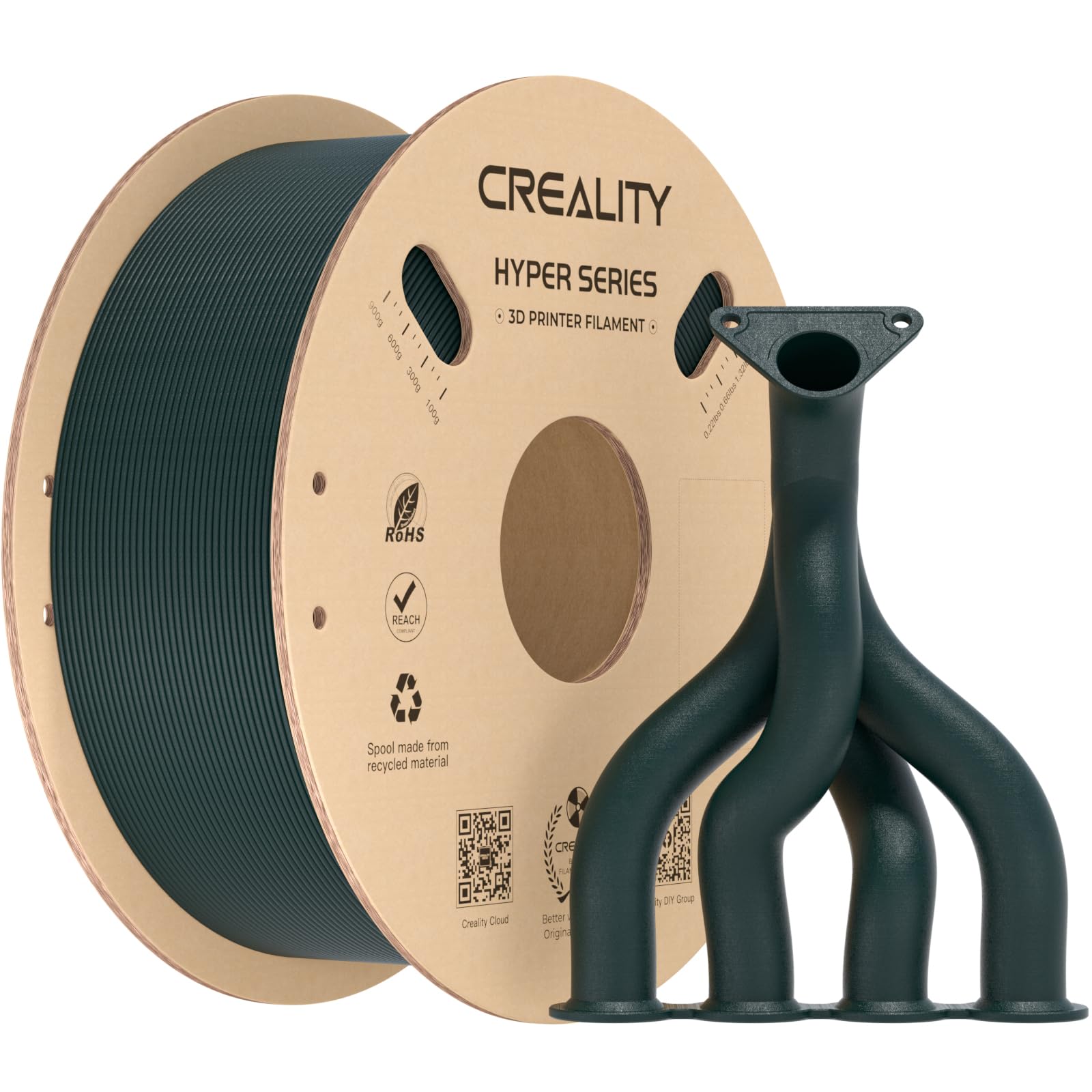 Creality Carbon Fiber Filament 1.75mm for K1C, 3D Printer Filament Designed for High Speed 50-300mm/s, 1kg(2.2lbs)/Spool Hyper PLA-CF Filament,