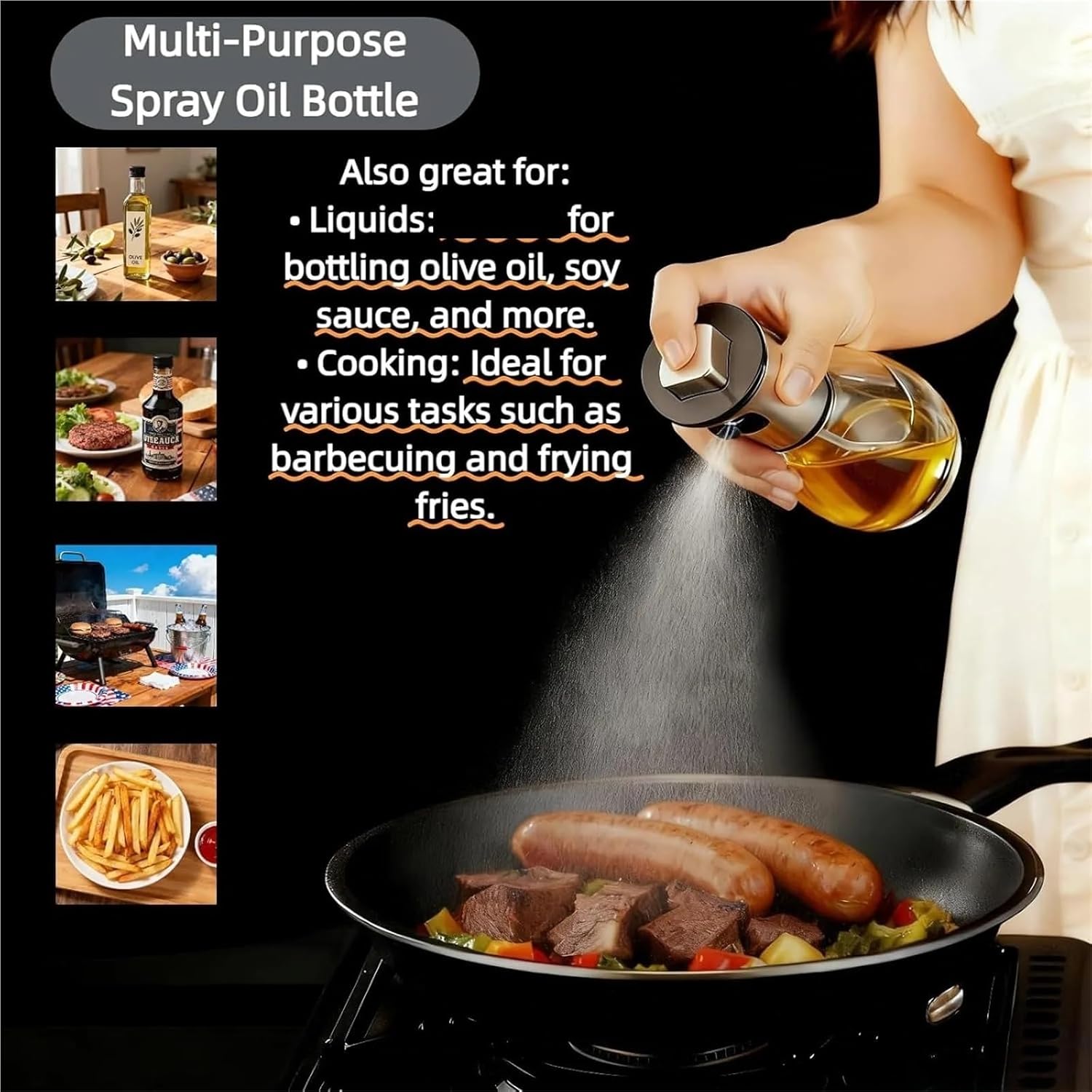 Oil Spray Bottle, Oil Sprayer For Cooking Stainless Steel Glass Spray Bottle Pressurized Pot For Barbecue And Kitchen Use,for Salad Making, Baking(Model B)