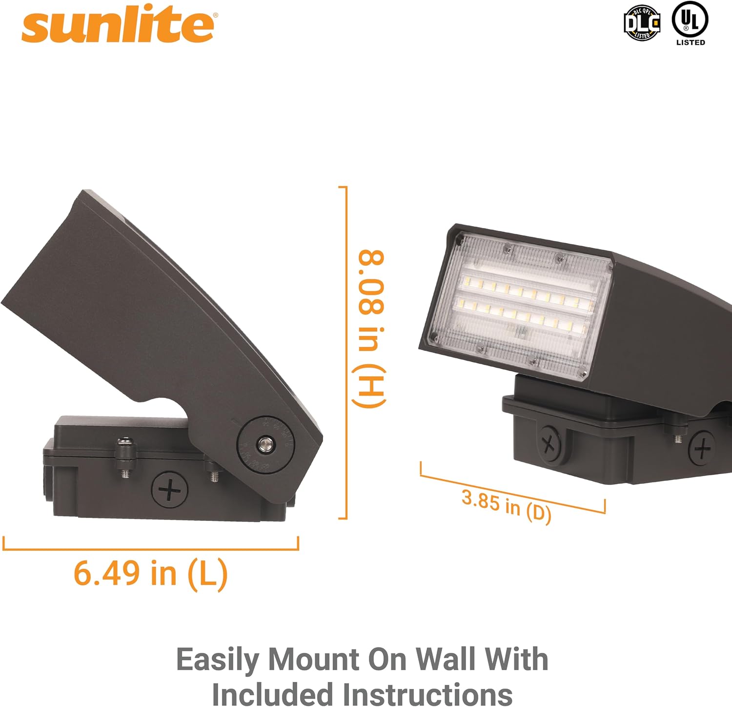 Sunlite 49169 LED Outdoor Slim Profile Cutoff Wallpack Light Fixture, Power Selectable 21/28/35W, 4550 Lmns, Color Selectable 30/40/50K, UL Listed, Bronze, Residential, Commercial Use