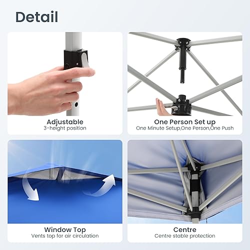 Miniatura 3 de PHI VILLA Tienda de campaña desplegable de privacidad de 10 x 10 pies, carpa cerrada instantánea, carpa de fiesta con paredes laterales desmontables