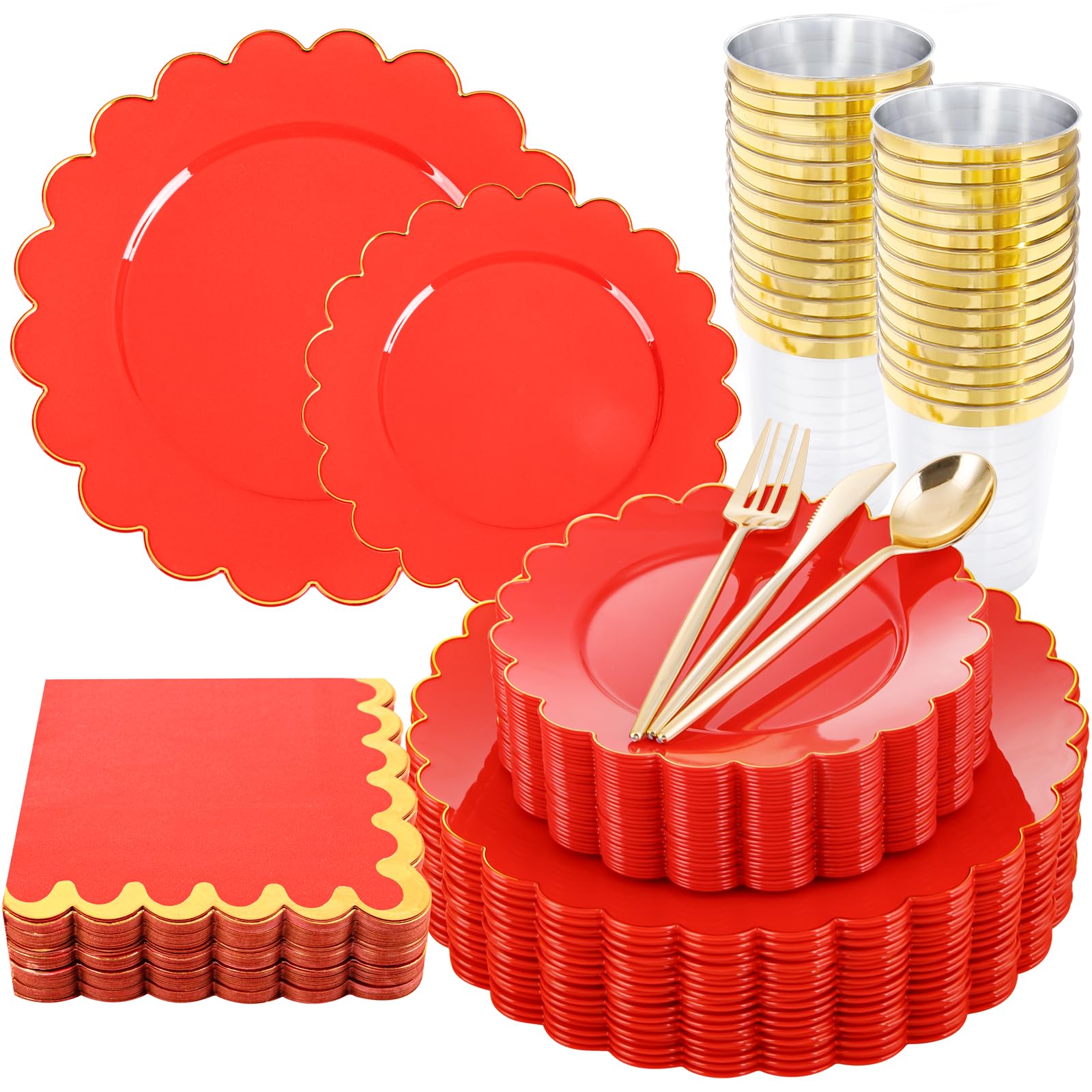 Gold Rim Plates Party Dinnerware Set -12