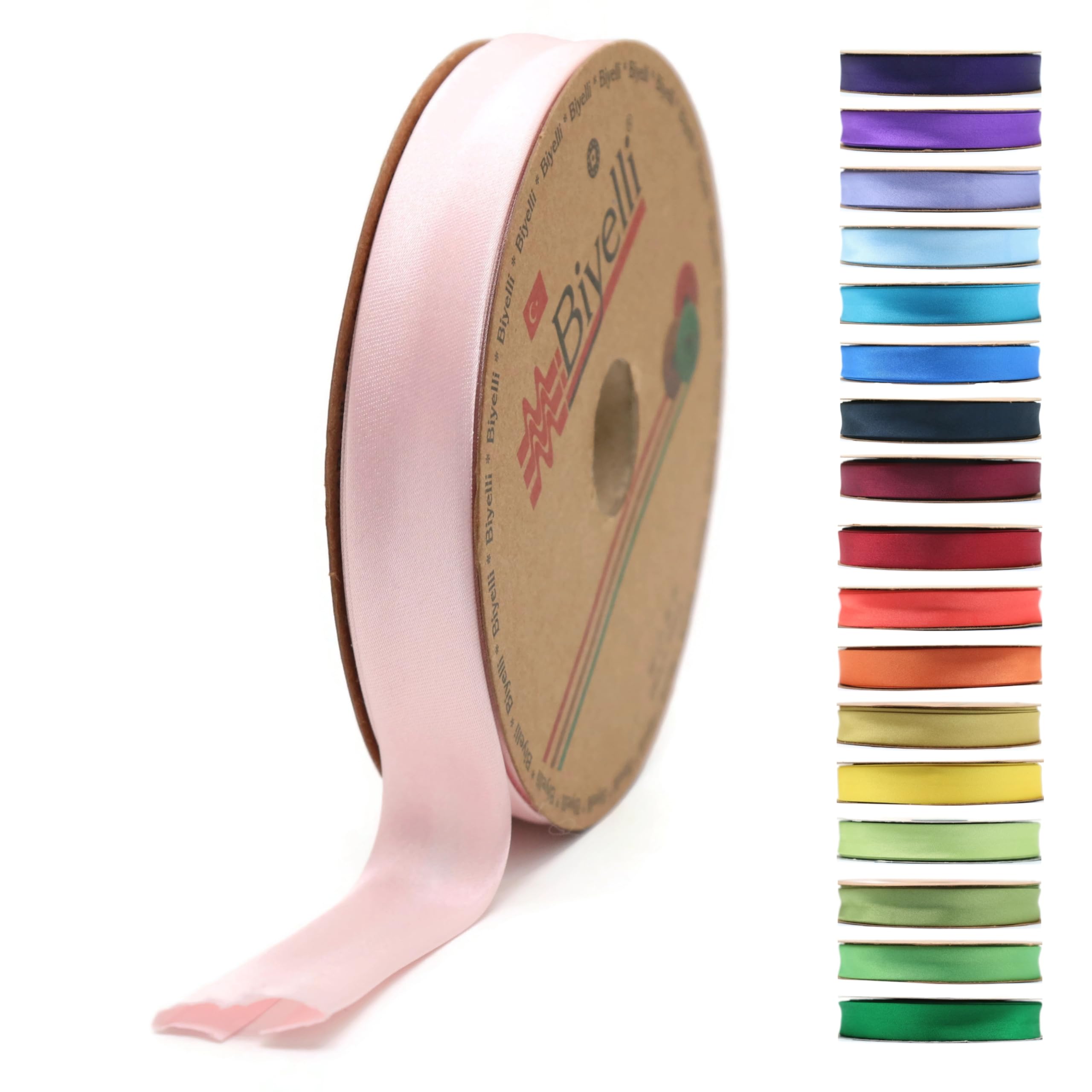 Fold Satin Bias Tape - 99+ Colors - 3/4 Inches Wide - 27 Yards - Fold Satin Binding Bias Ribbon Fabric Piping Bias Binding Tape for Sewing Clothing DIY (95. Blush Pink) BYS95