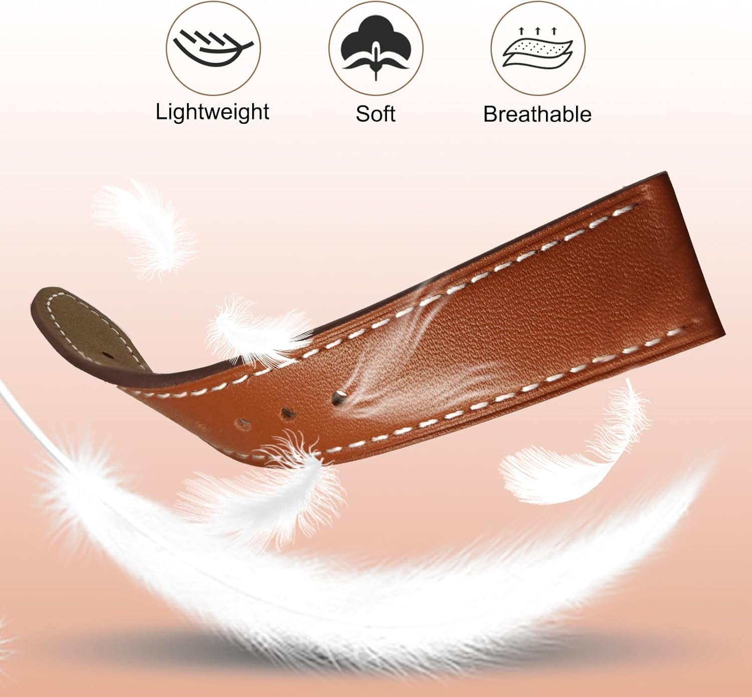 Italy Genuine Leather Watch Bands Compatible with Samsung Galaxy Watch 7 6 5 4 40mm 44mm, 5 Pro 45mm, 6 4 Classic Active 2, 20mm Quick Release Leather Watch Straps Replacement Band for Women Men - Image 4