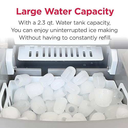 Vista 21 de Frigidaire Máquina de hielo para encimera, produce 26 libras de hielo por día, acero inoxidable con tapa transparente blanca.