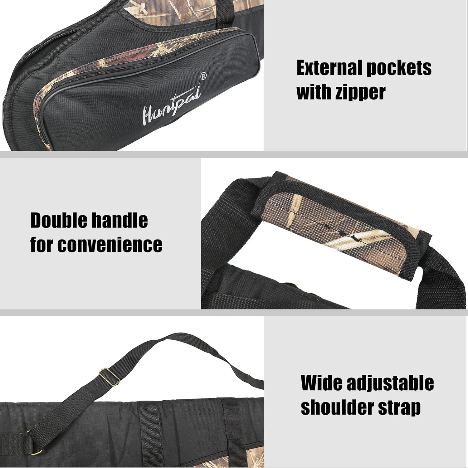 HUNTPAL 52" Scoped Rifle Soft Case for Gun Storage and Transport, Water-Resistant Tactical Gun Bag with Zipper Closure, Adjustable Shoulder Strap, Carry Handle and 2 External Accessory Pockets