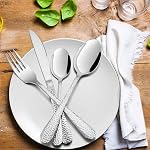Hammered Silverware Set for 8, E-far 40-Piece Stainless Steel Flatware Cutlery Set, Includes Knives, Forks, Spoons, Modern Design & Mirror Polished - Dishwasher Safe