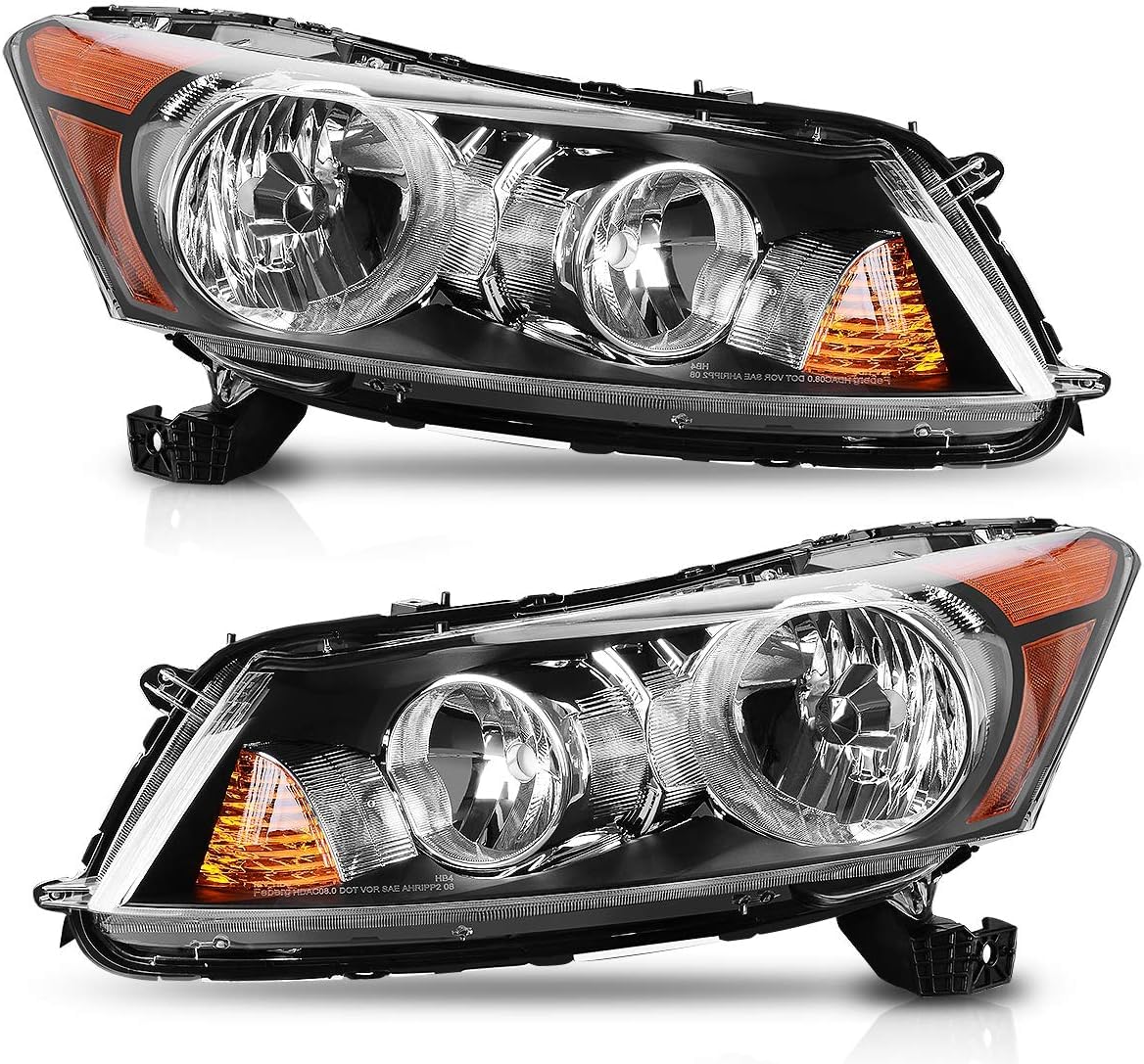 AUTOSAVER88 Headlight Assembly Compatible with 2008-2012 Honda Accord Sedan 4-Door, 08 09 10 11 12 Accord Headlights, Driver and Passenger Side