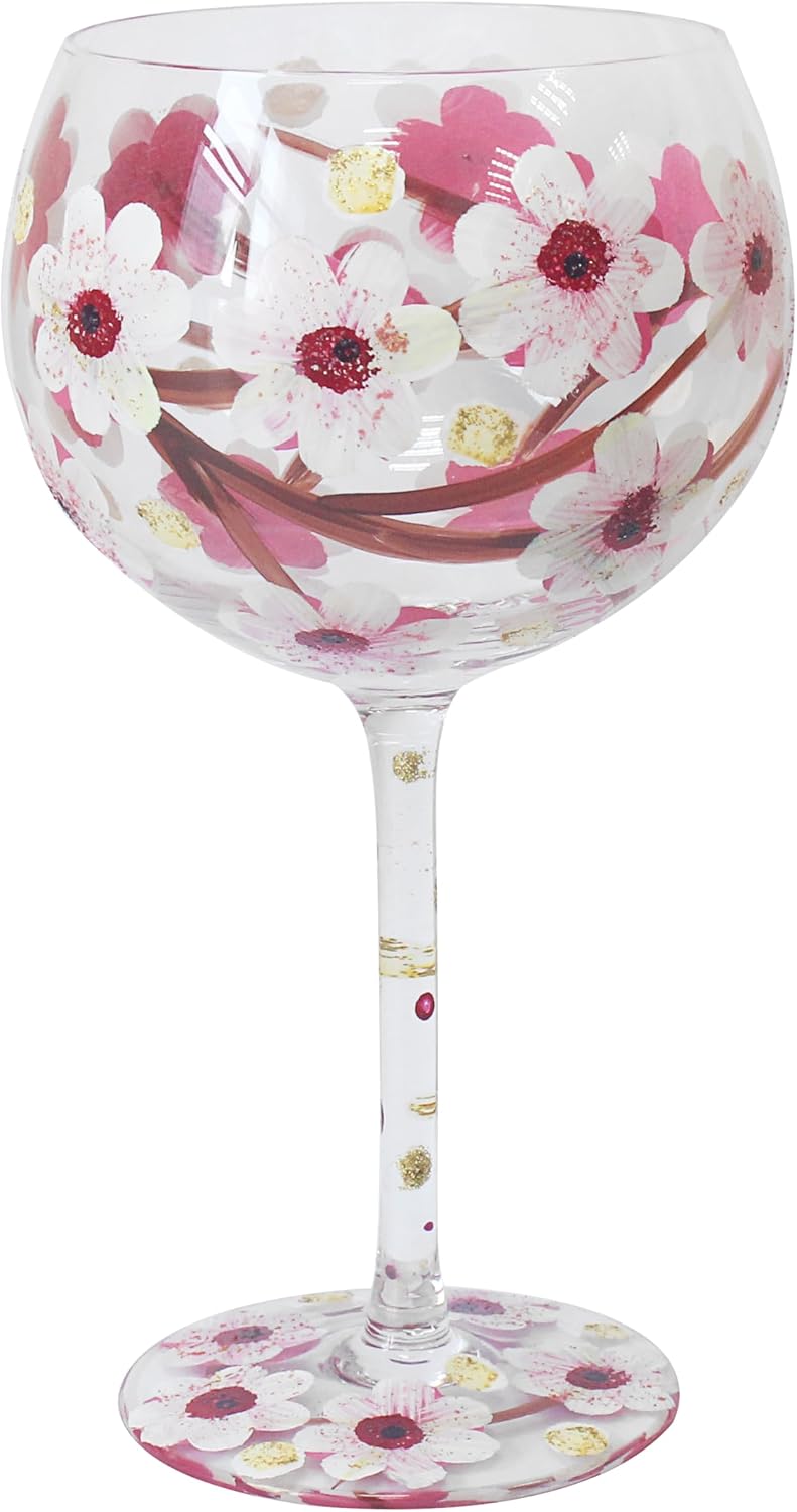 Lesser & Pavey Lynsey Johnstone Lilies Wine Glass | Floral Glass for Red & White Wine | Stylish Gift for Women & Mums | Elegant Drinking Glass for Home Bars, Parties, Dining & Special Occasions
