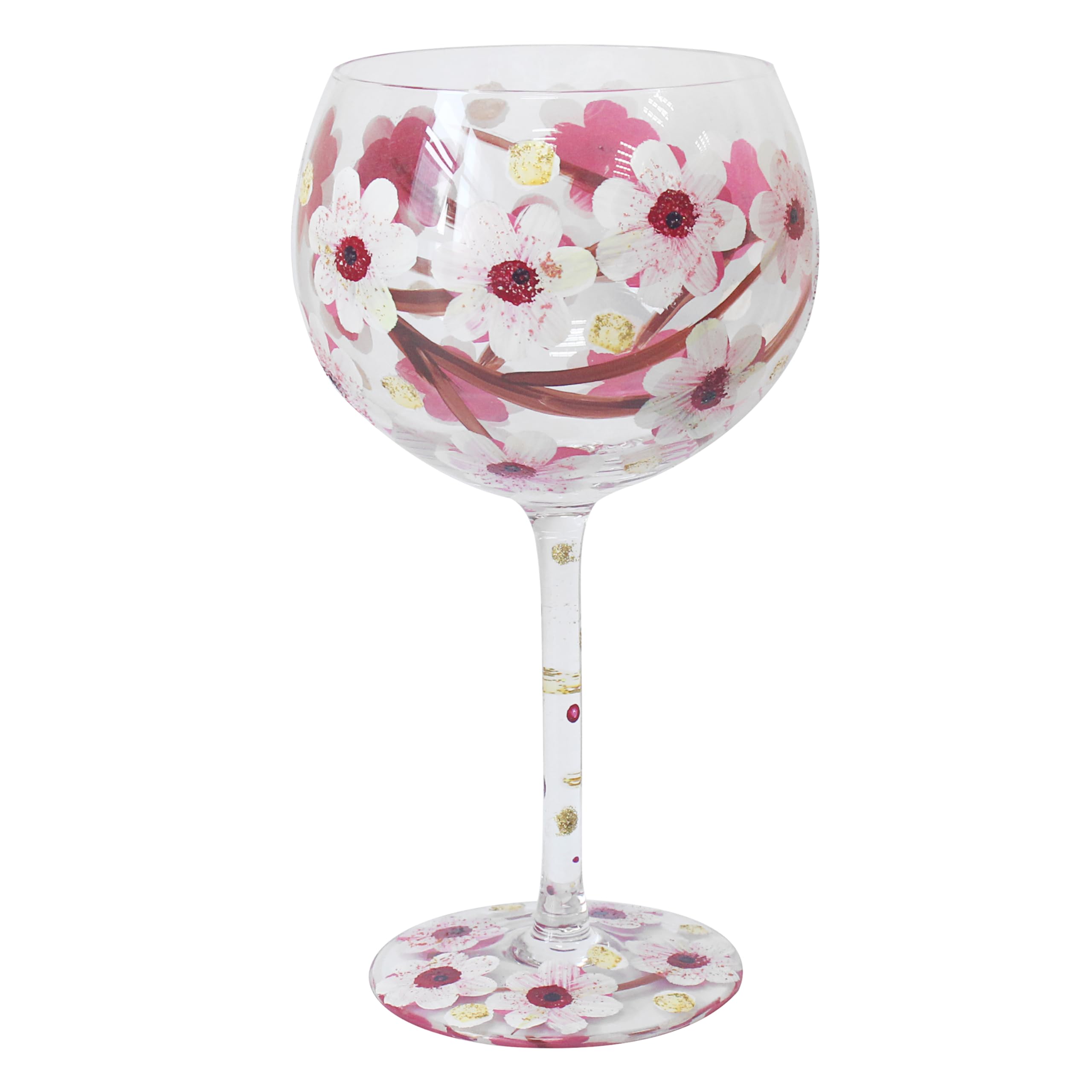 Lesser & Pavey Lynsey Johnstone Blossom Gin Glass for Wine, Cocktails & Spirits | Hand Printed and Ml Drinking Glass for Home & Parties | Beautiful Gift Set Idea for Women, Mums & Friend
