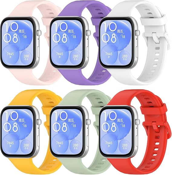 6 Pieces Watch Strap Compatible with BDIG Huawei Watch Fit 3, Adjustable Silicone Replacement Strap for Huawei Watch Fit 3