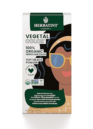 Herbatint Henna Color - Tinte orgánico para el cabello Henna a base de plantas y fórmula de hierbas vegano negro suave 35 onzas