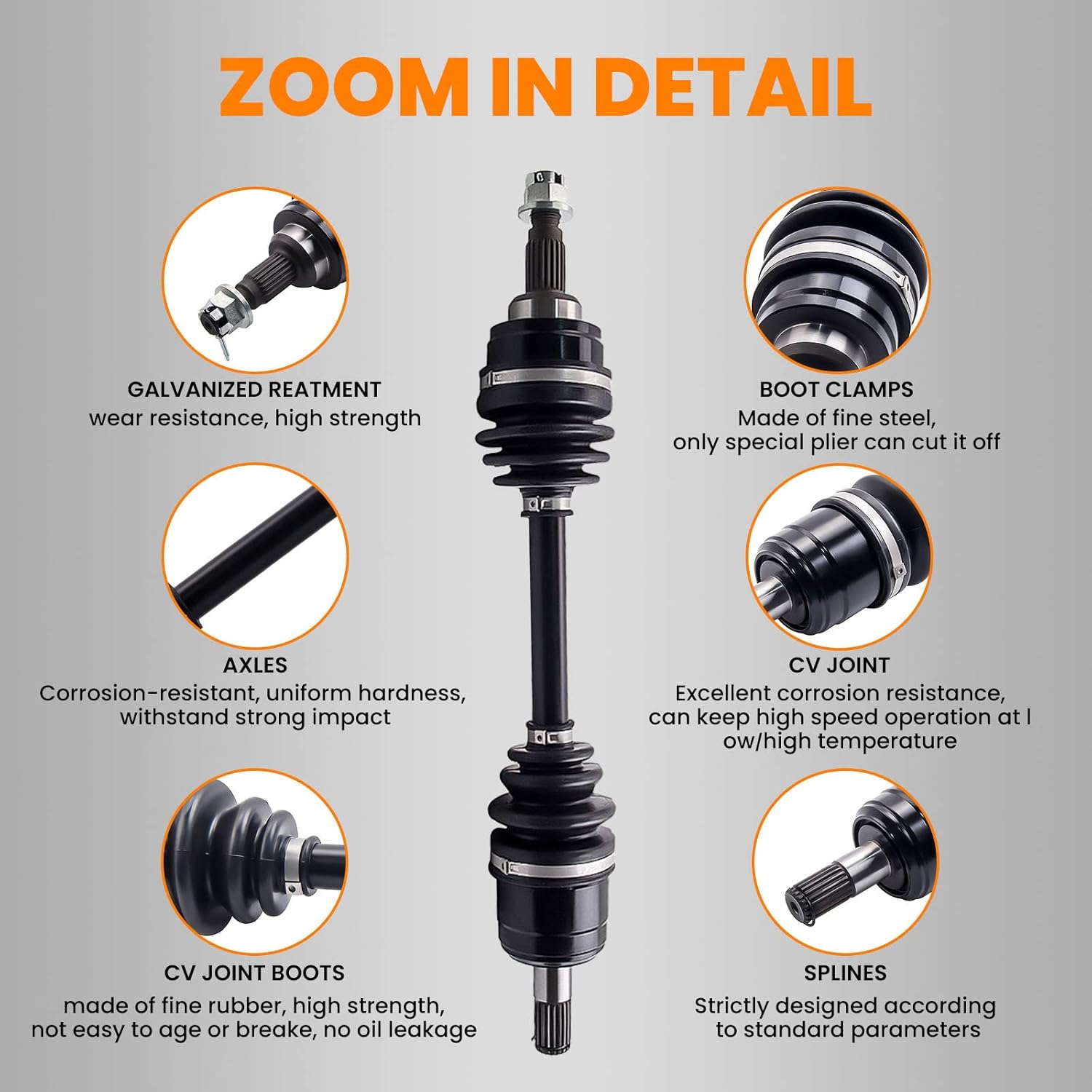Tuningsworld Front Left Right CV Axle Drive Shaft for Honda FourTrax 300 TRX300FW 4x4 ATV 1988-2000, 42200-HC5-003/42300-HC5-003, 2PCS