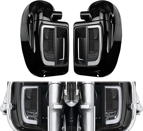 HCmotorku Guantera de carenado inferior de pierna ventilada para motocicleta con carenado LED, rejillas inferiores, ajuste ligero para Harley