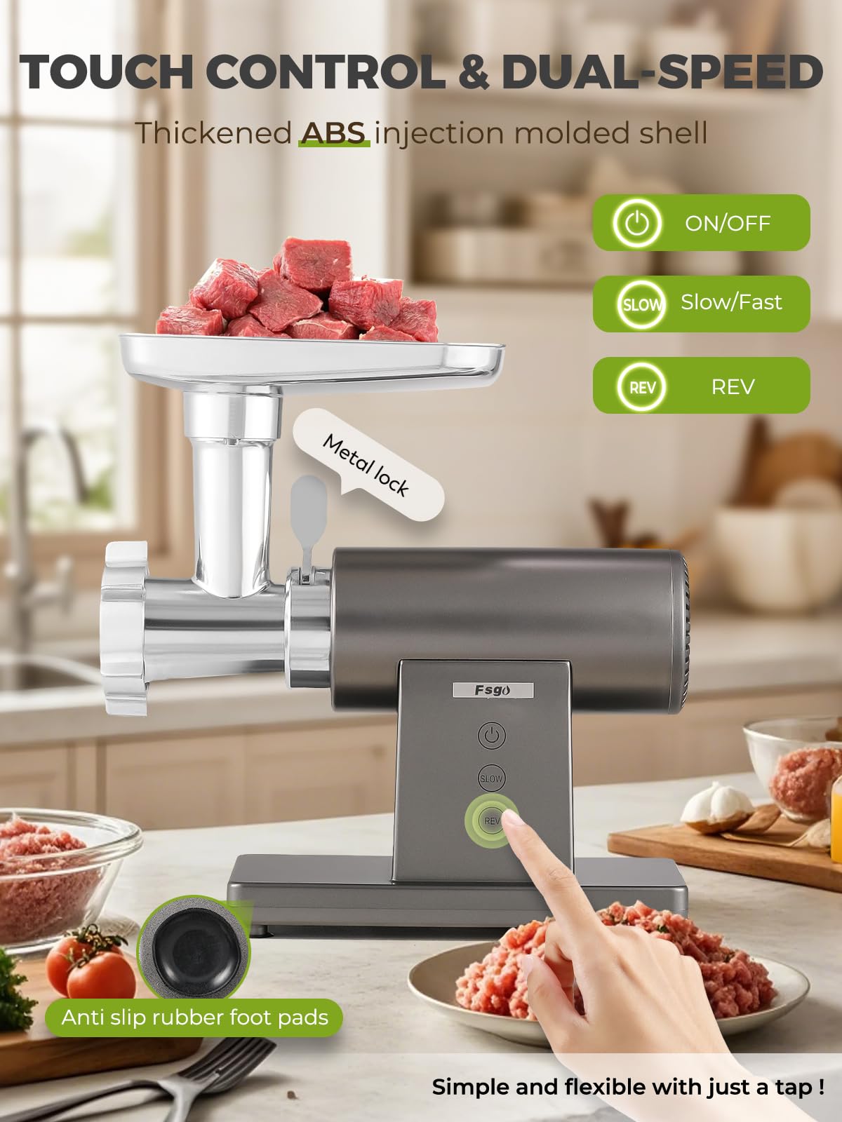 Picadora de carne eléctrica de 3200 W, multifuncional, máquina picadora con hoja de corte, 3 placas de molienda, 3 rellenos de salchichas, kit de Kubbe, exprimidor, rallador de queso, 4