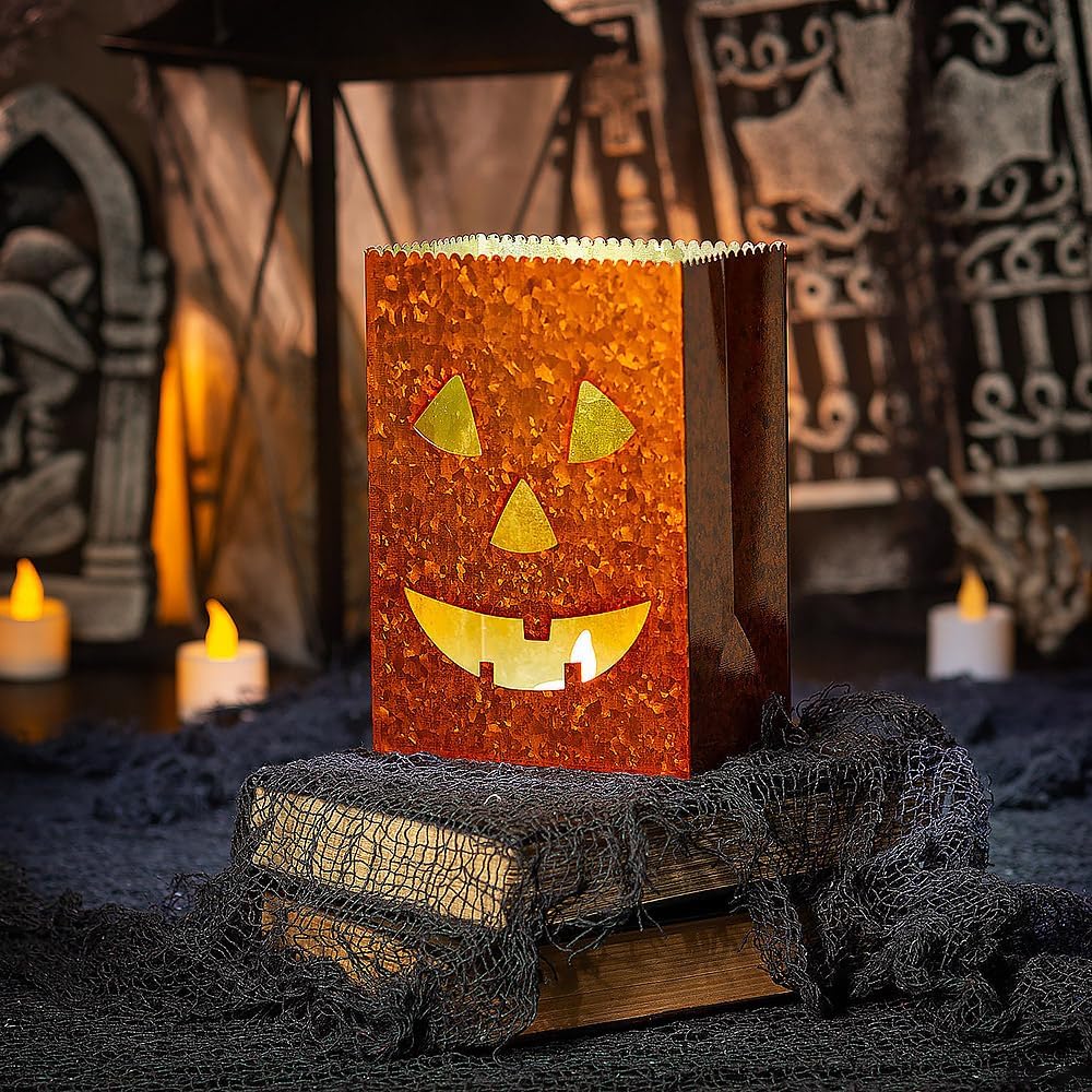 Jack-O’-Lantern Tabletop Luminary Halloween Decorations, 3 Pieces