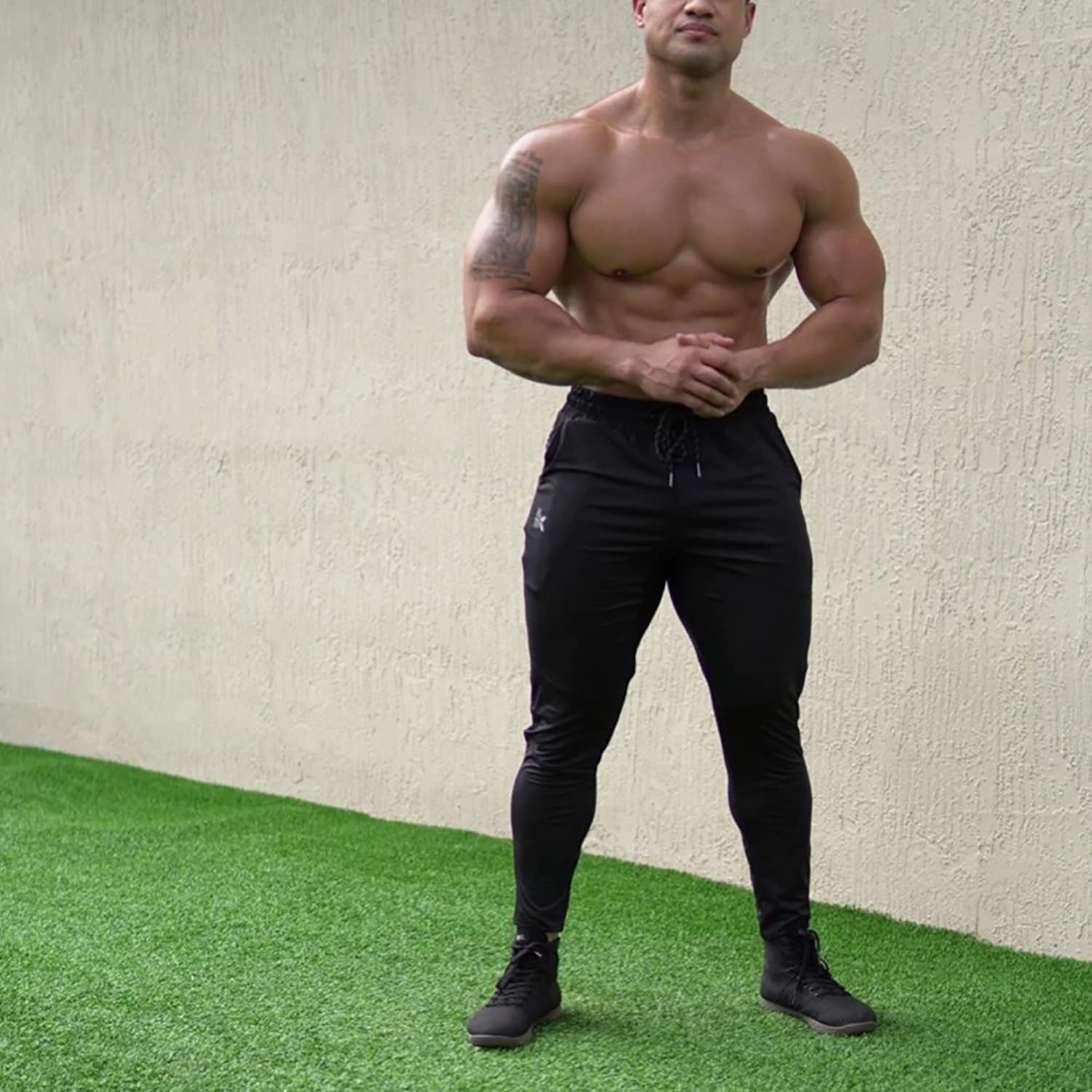 BROKIG Pantaloni sportivi da jogging da uomo, fitness, leggeri, ad asciugatura rapida, con tasche con zip