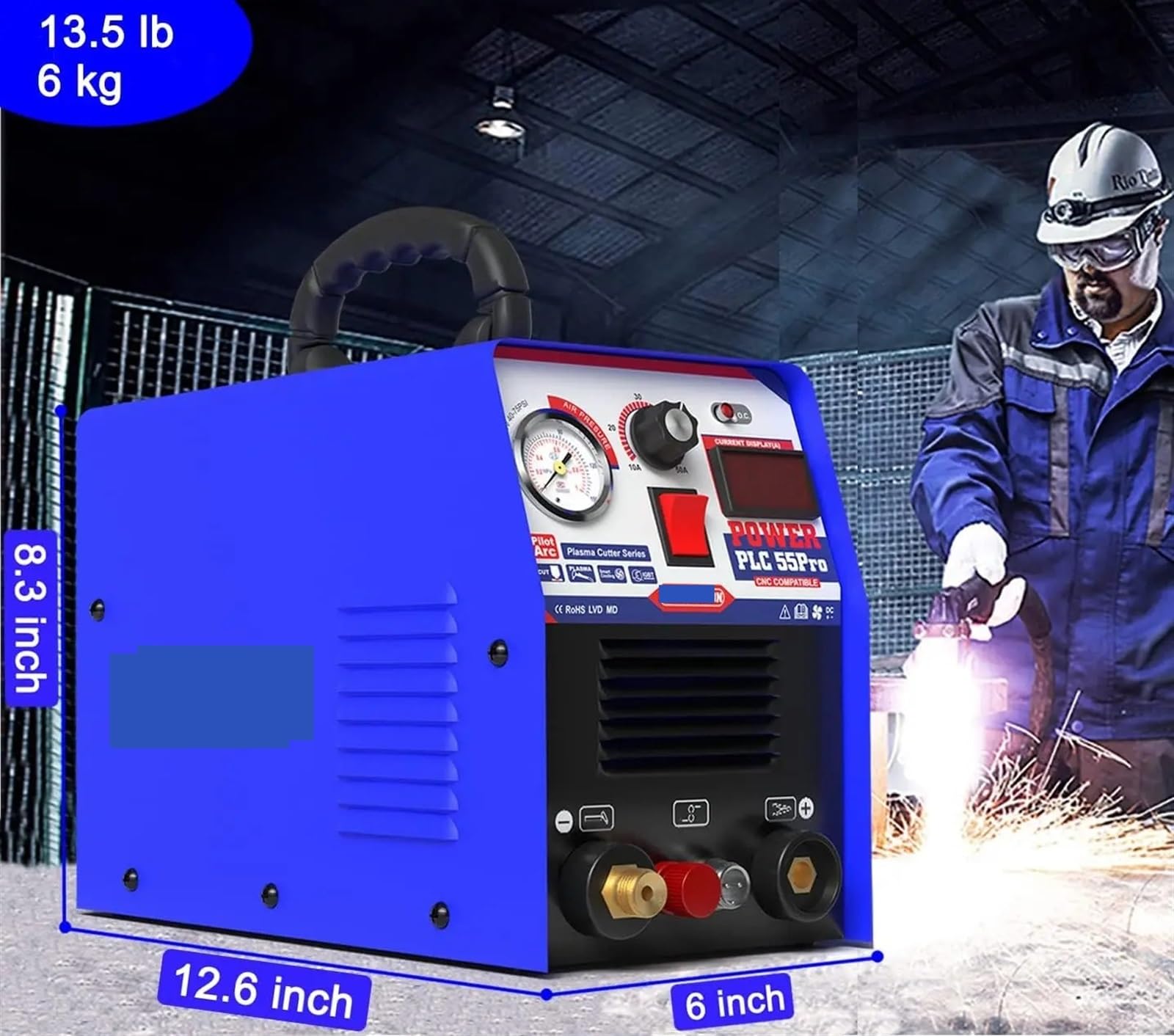 Łukowa przecinarka plazmowa IGBT jednofazowa maszyna do cięcia plazmowego CNC PLC55PRO 55Amp 14mm stal cięta cały metal Prace naprawcze