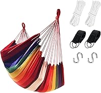 Vista 8 de KPX Silla de columpio colgante para exterior – Cómoda silla de columpio de árbol tamaño grande 110X130cm (sin cojines) - Capacidad de peso 330 Blanco