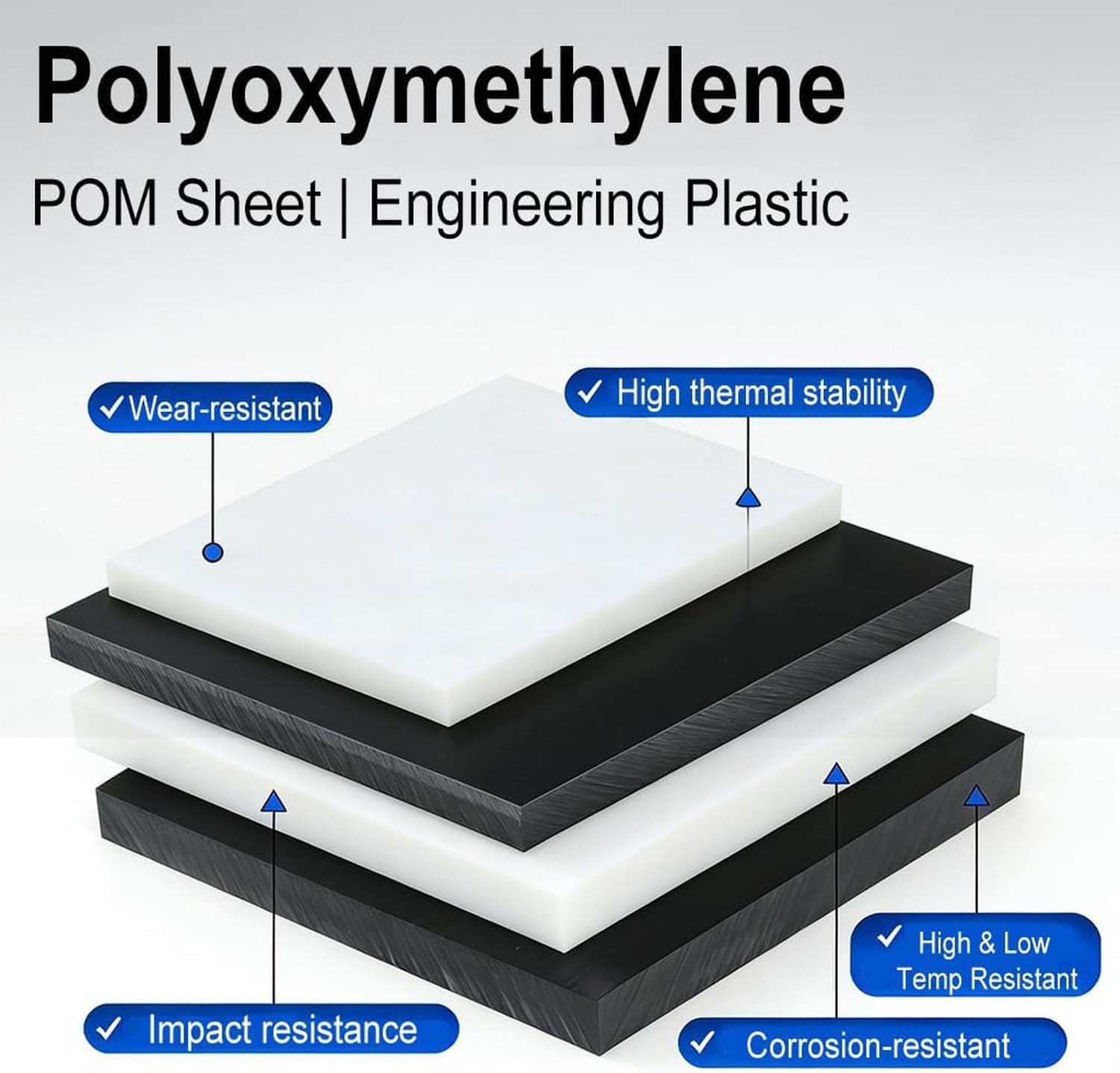 Piastra Plastica POM Copolimero, 35mm * 150*150mm 1Pc, 35mm * 150*150mm 1Pc