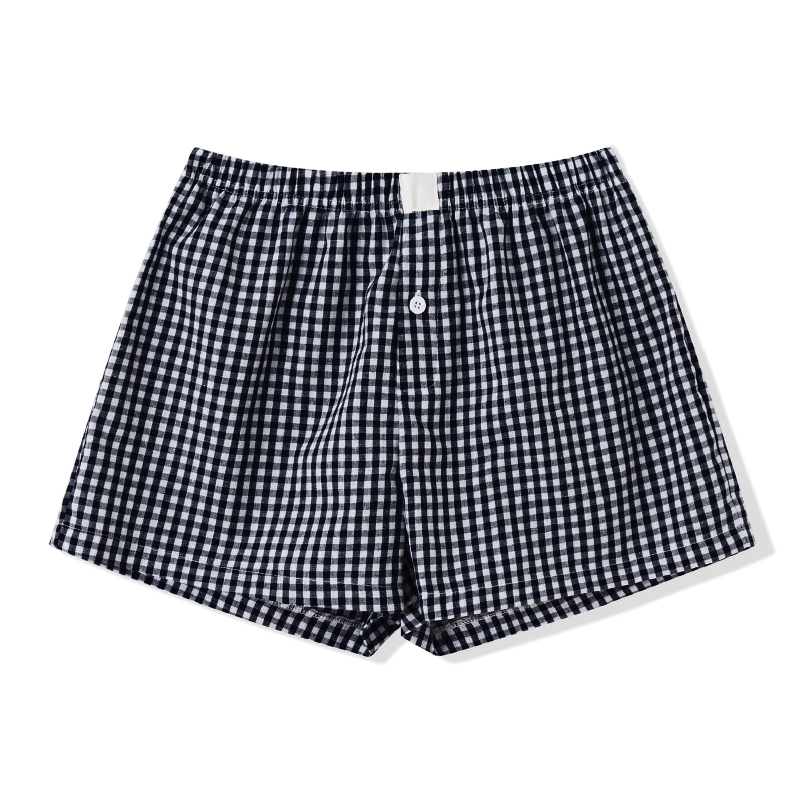 Women Plaid Lounge Boxer Shorts Cute Summer Y2K Pajama Bottoms Sleep Gingham Shorts
