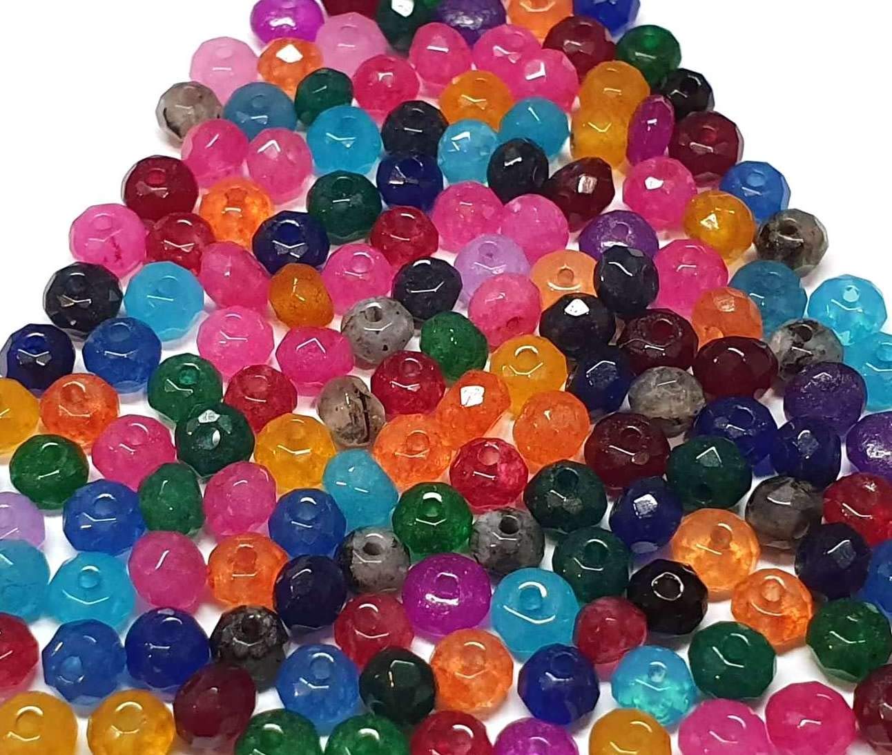 Perlin Kamienie szlachetne, kamienie agatowe, 4 mm, 30 sztuk, fasetowane, okrągłe, kamienie półszlachetne, perły ozdobne, małe perły (mieszane)