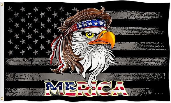 Bald Eagle Mullet Merica American Cool Flag 5x8FT 4th of July Flag Fade Proof Gorgeous Color Thicker Polyester with Brass Grommets Design C, 5x8FT