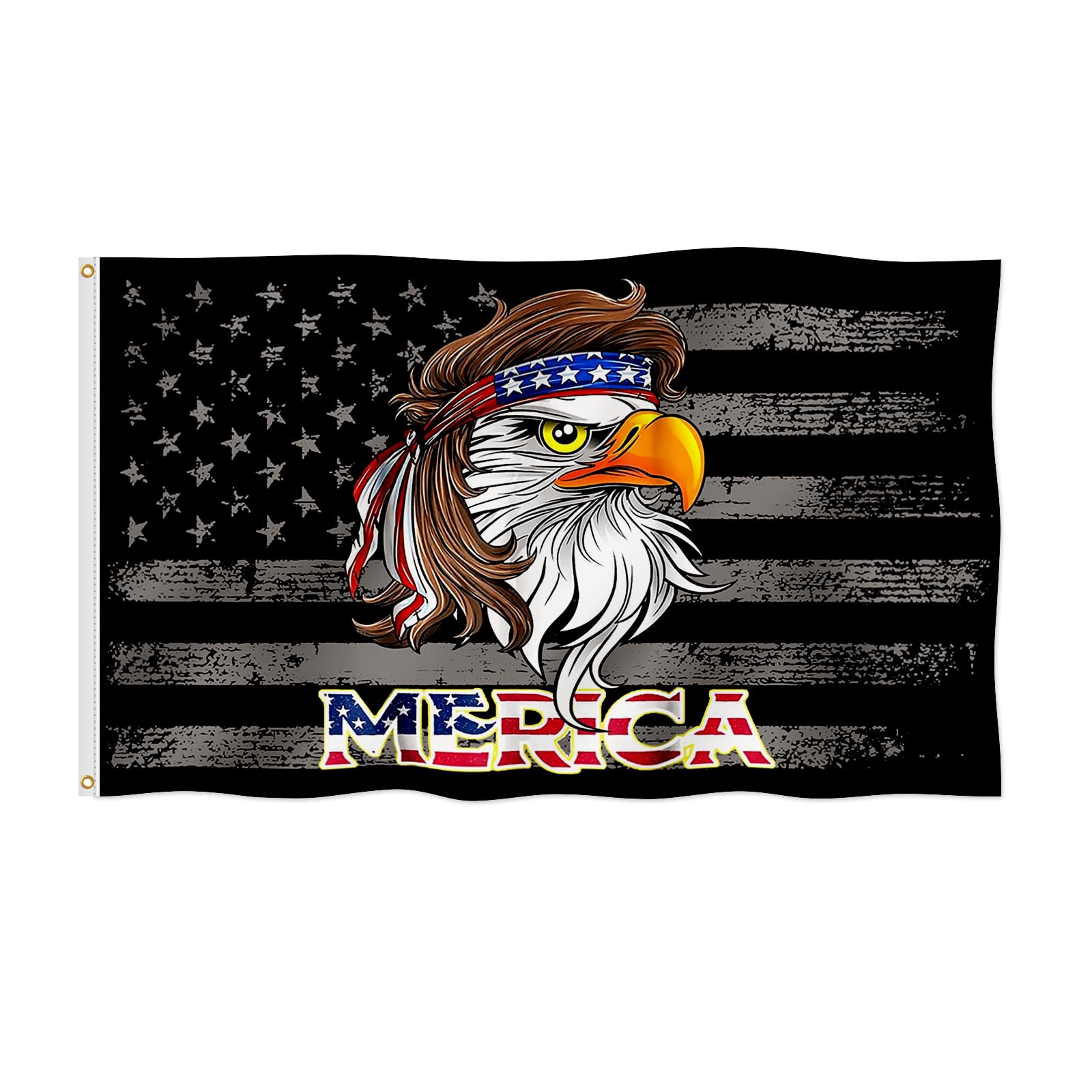 Bald Eagle Mullet Merica American Cool Flag 3x5FT 4th of July Flag Fade Proof Gorgeous Color Thicker Polyester with Brass Grommets (Design C, 3x5FT)