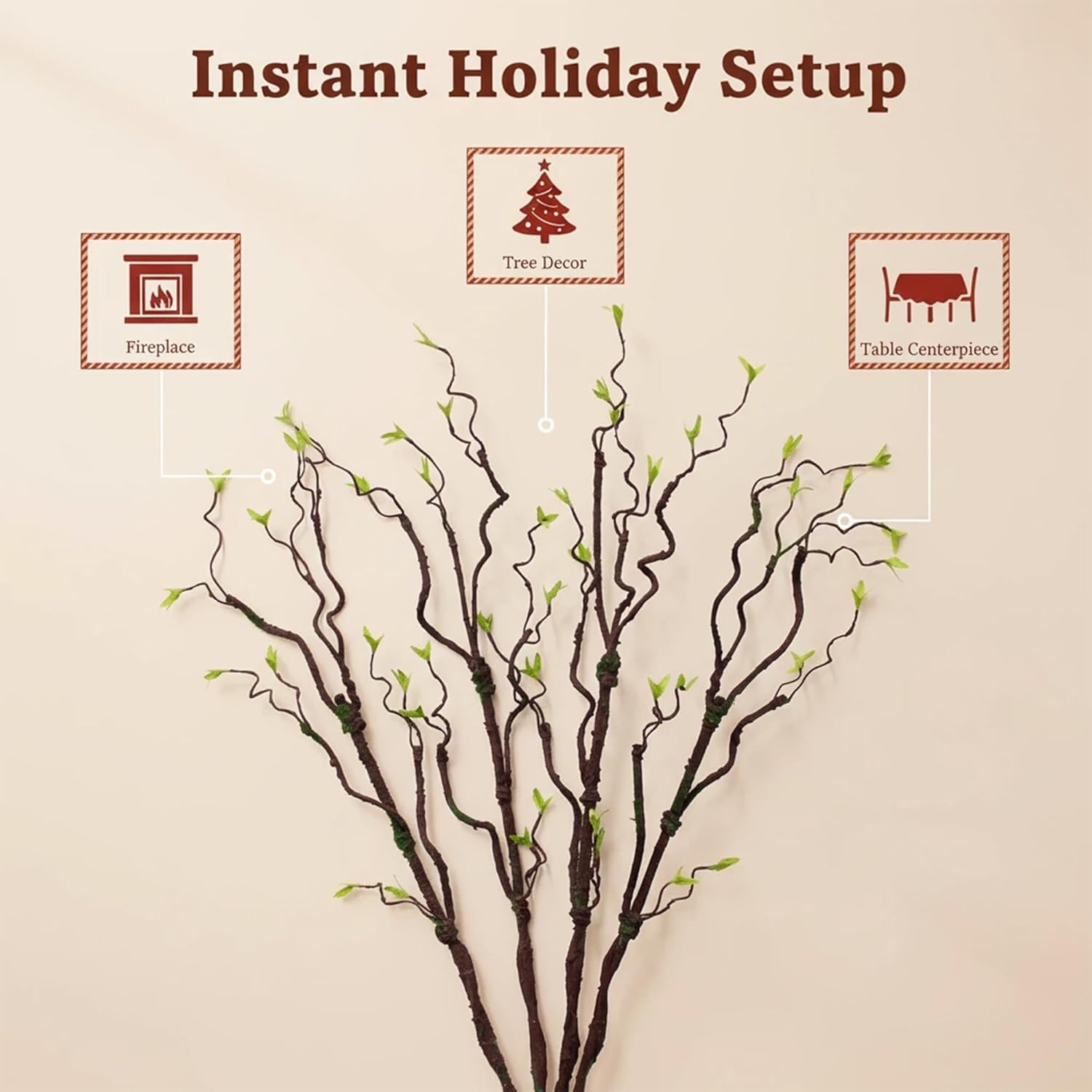 4pcs 40 inch Bendable Green Leaf Moss Simulated Artificial Vines Fake Tree Branches for Home Decor Outdoor Wedding Commercial Halloween Christmas and Other Scene Decorations - Image 4