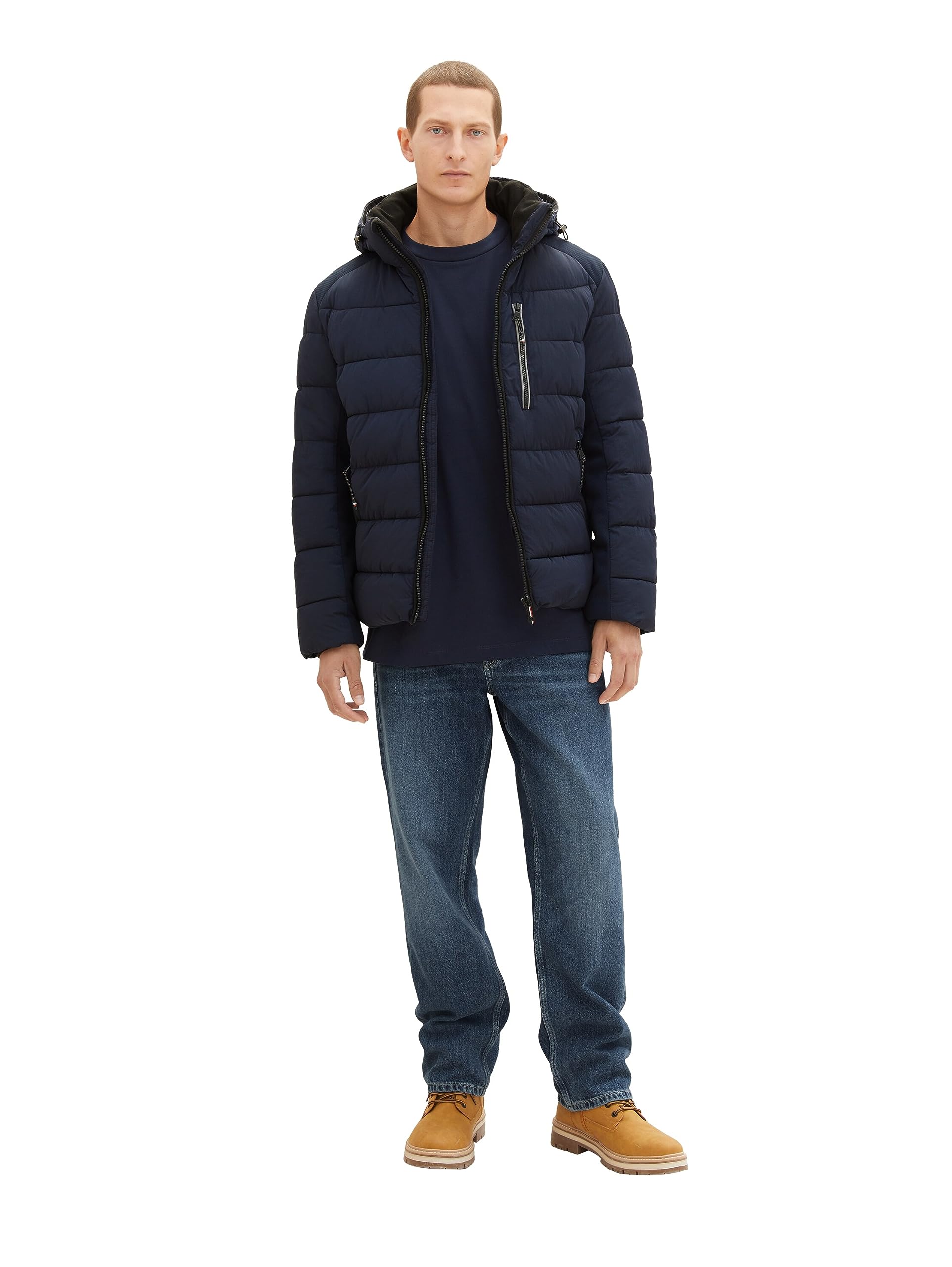 TOM TAILOR Herren Puffer-Jacke mit Abnehmbarer Kapuze – Ansicht 2