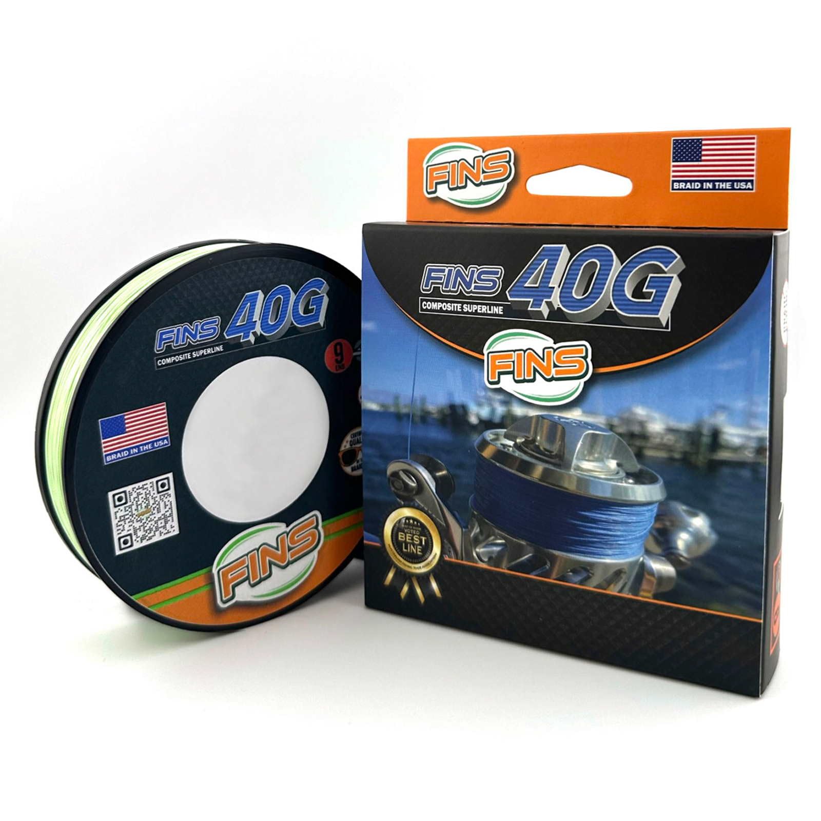 FINS 40G Super Round Braided Fishing Line USA Made - High Strength-to-Diameter Ratio, Smooth Mono Feel, 8 Fiber Bundle Over-Braiding, No Fluff Design - Chartreuse - 15 lb - 150 Yds