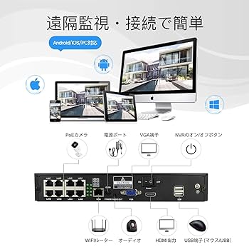 Amazon.co.jp: 【500万画素・双方向通話】CQZYYK poe防犯カメラ