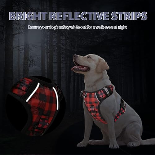 Miniatura 3 de Timos Arnés para perro sin tirones, arnés de chaleco para perro con clip frontal para perros medianos, arnés acolchado suave reflectante ajustable