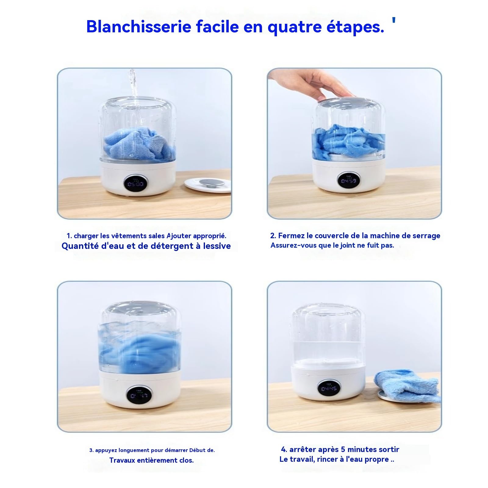 Petite machine à laver les sous-vêtements, portable, sans fil et silencieuse, idéale pour les voyages, les appartements, le camping et les dortoirs (rechargeable par USB)