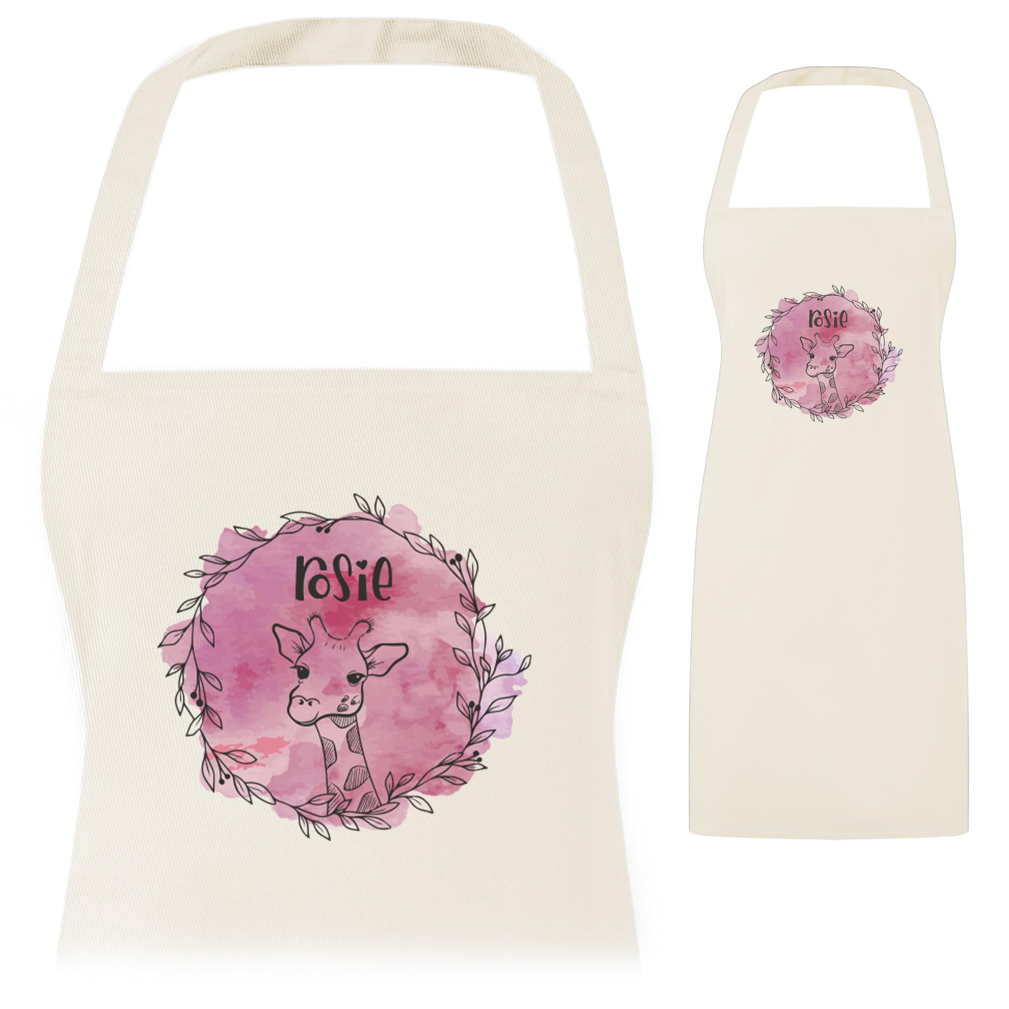 A1 Graphics Ltd Personalised Kids Apron Matching Adult Chef Name Parent Child Custom Name for Cooking Baking at Home Father Son Mother Daughter Design 3 (Pink, Child)