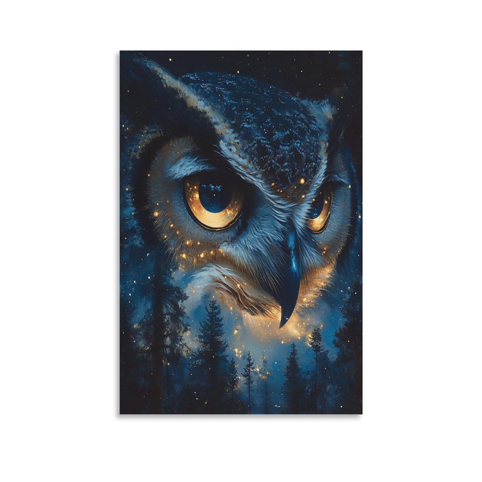 Tableau chouette 50x75cm pour cacher mur vide deco chambre