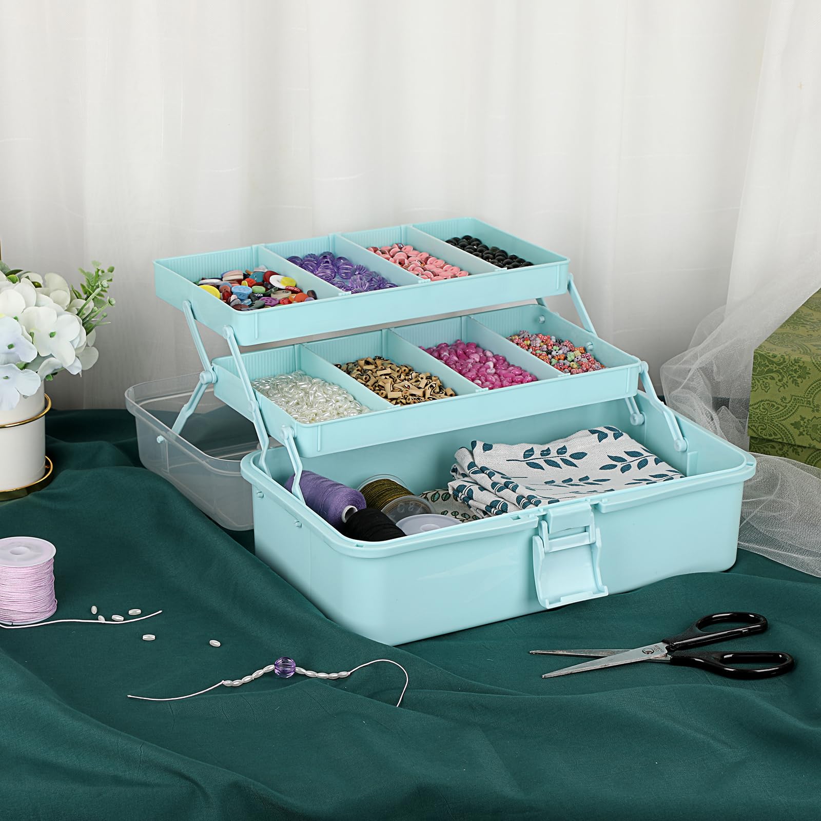 SUMNACON 3 katlı çok amaçlı kutu, BPA içermez, dikiş kutusu, ilaç