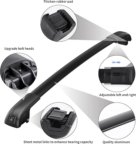 Miniatura 3 de FLYCLE Barras transversales de techo para Jeep Cherokee 2014-2023 con cerradura, barras transversales de carga de aluminio para automóvil, equipaje,