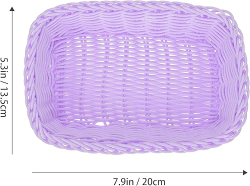 Miniatura 5 de Cabilock Cesta de mimbre Cesta de mimbre de almacenamiento de ratán natural Cesta tejida práctica cesta tejida cesta tejida rectangular cesta de