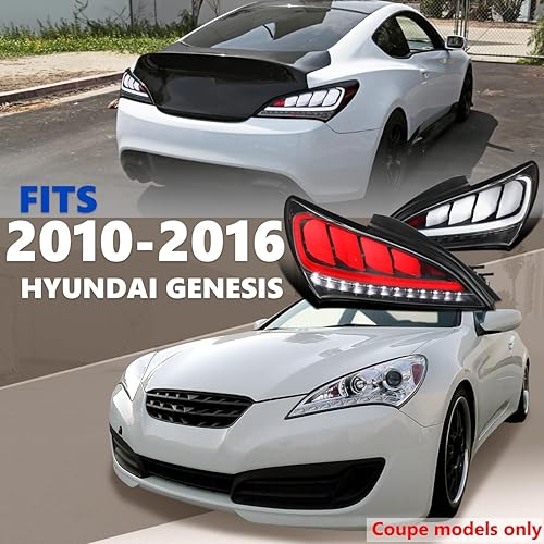 Miniatura 3 de Spec-D Tuning Negro carcasa transparente lente secuencial LED luces traseras para Hyundai Genesis Coupe 2Dr 2010-2016 Conjunto de luces traseras