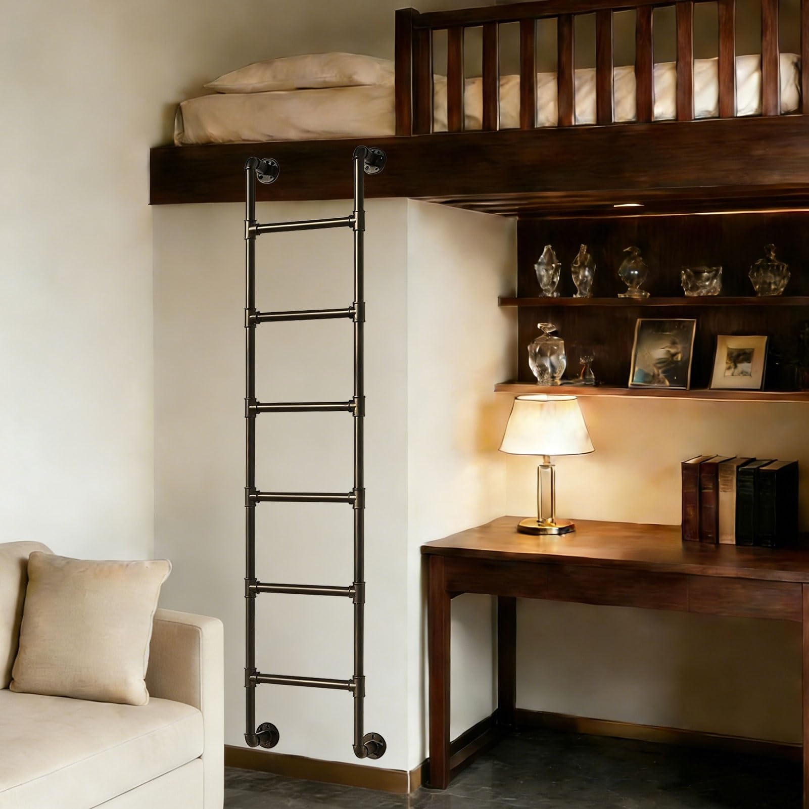 Escalera de desván de pared para entrada alta y espacios pequeños