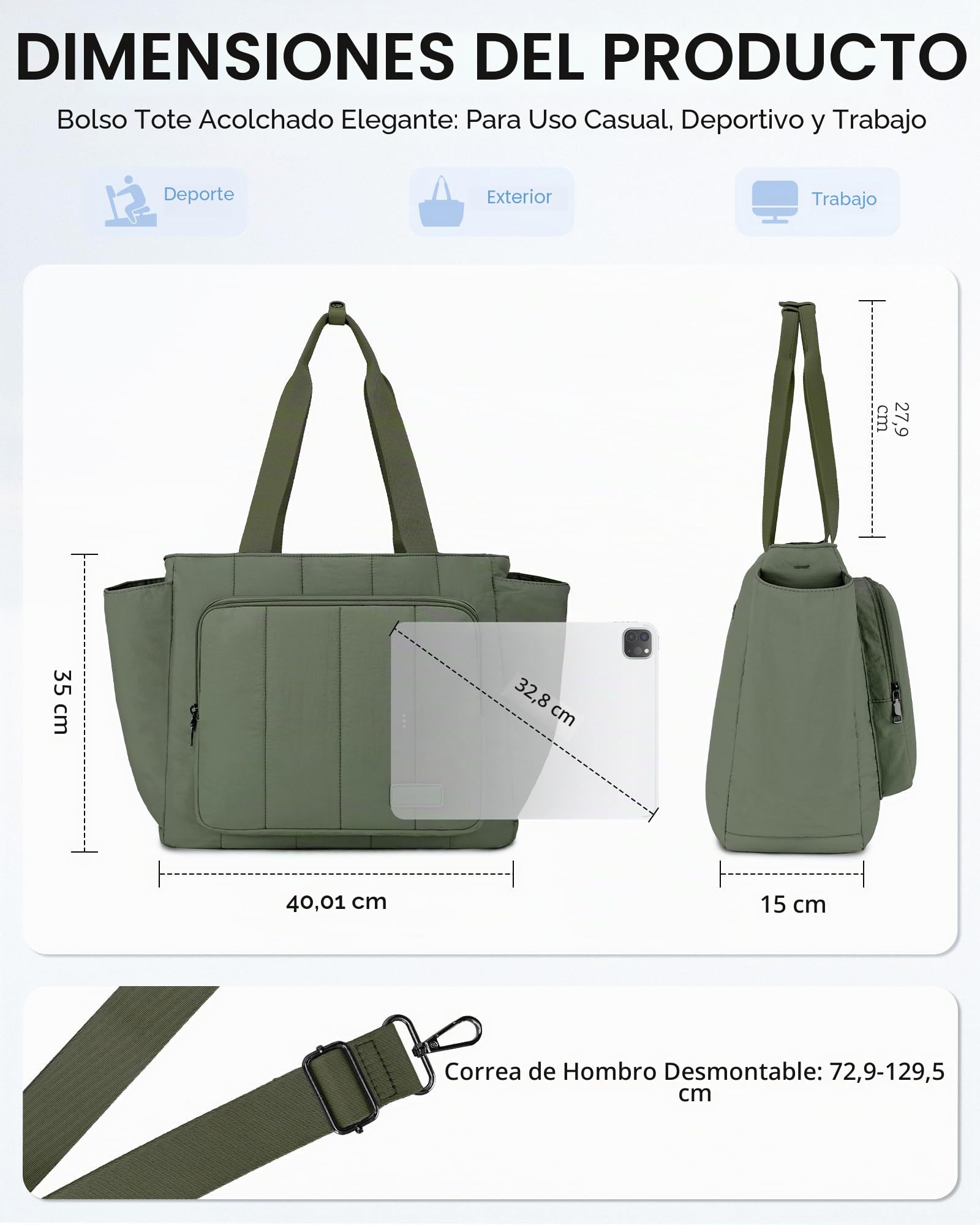 Chase Chic Bolso Mujer, Grande Tote Bag Puffer Bolsa Deporte Mujer Bolsos Acolchado Bandolera Shopper Viaje para Universidad
