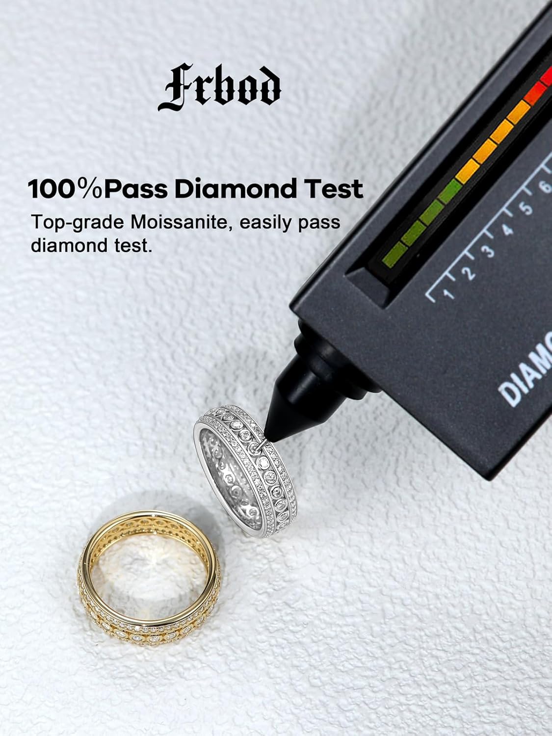 Chunky Moissanite Wedding Band for Men Women, D Color 1.02-4.8 Carat, Princess/Round Cut Bezel Set Eternity Rings in Sterling Silver, 14K Gold Plated Christmas Valentines Day Jewelry, Size 4-1