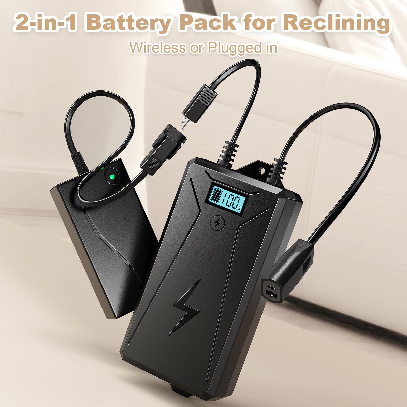 Batería recargable universal de 2500 mAh para muebles reclinables, batería de alimentación inalámbrica de 2 pines para sillón reclinable eléctrico, sofá eléctrico y silla elevadora
