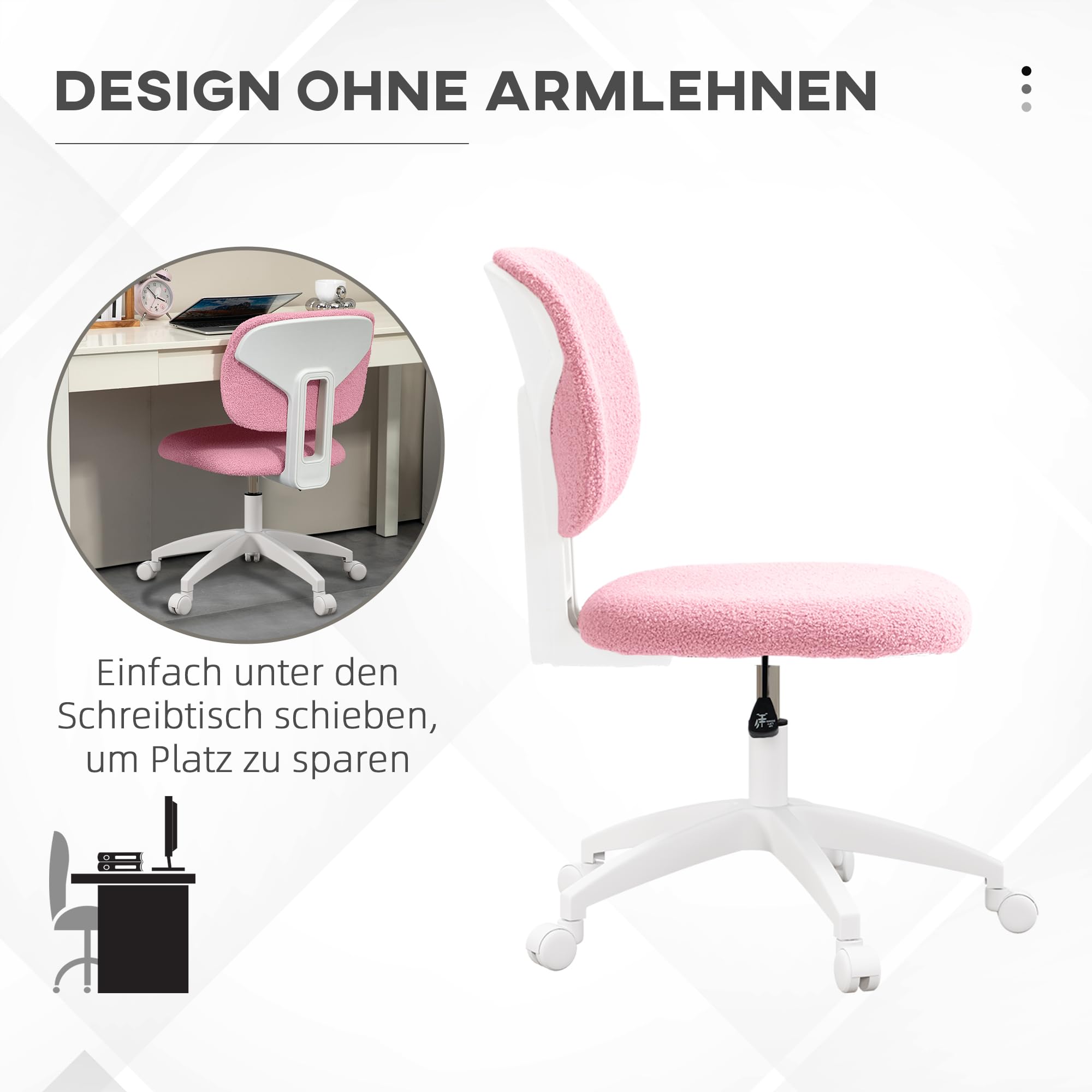 Vinsetto bureaustoel, ergonomische bureaustoel, in hoogte