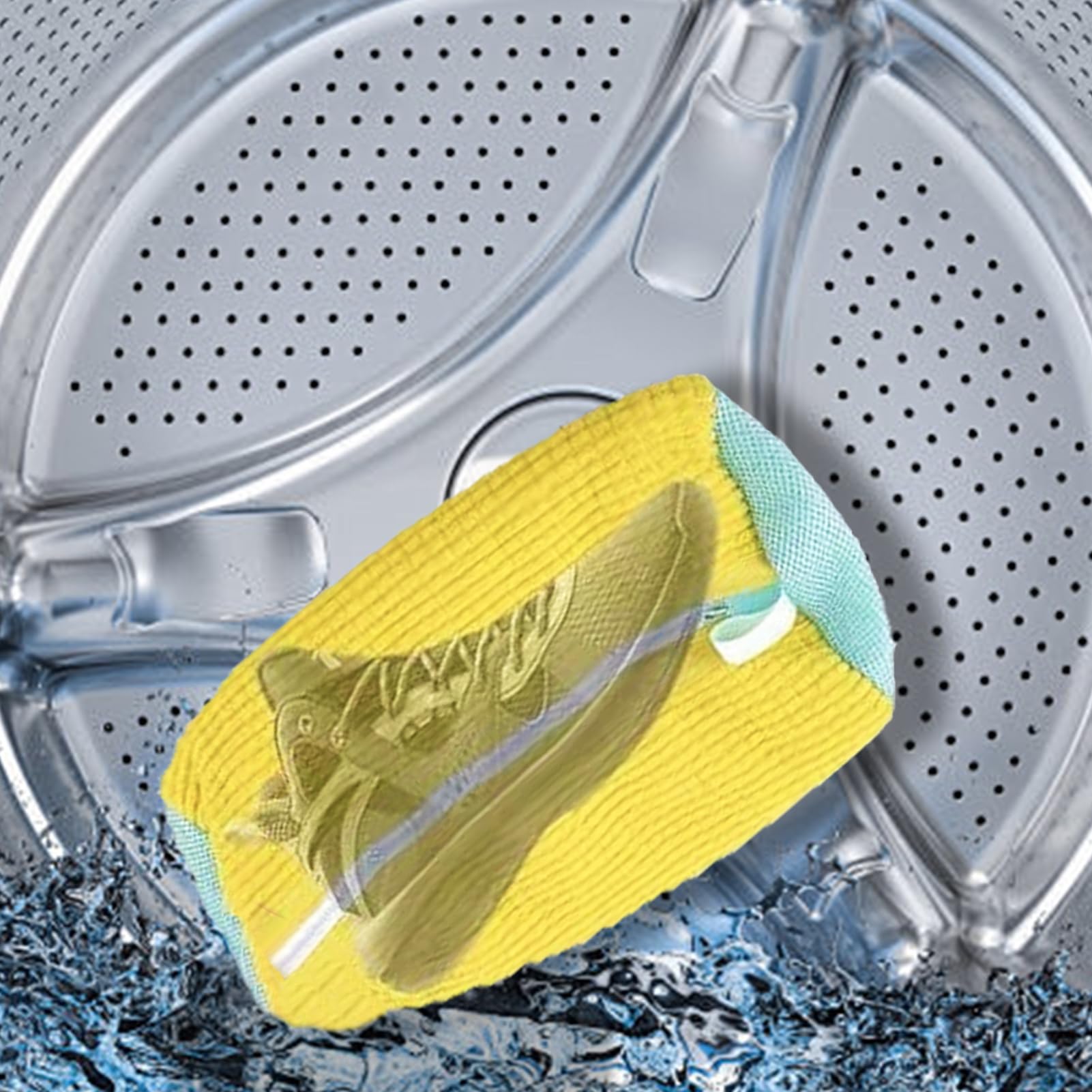 HOTUT Sacchetto Scarpe Lavatrice, Borsa per Lavaggio Scarpe Lavatrice, Multi-Protettivo Sacco per Lavare Scarpe in Lavatrice con Cerniera, Pulizia Efficiente, Riutilizzabile e Resistente (Giallo