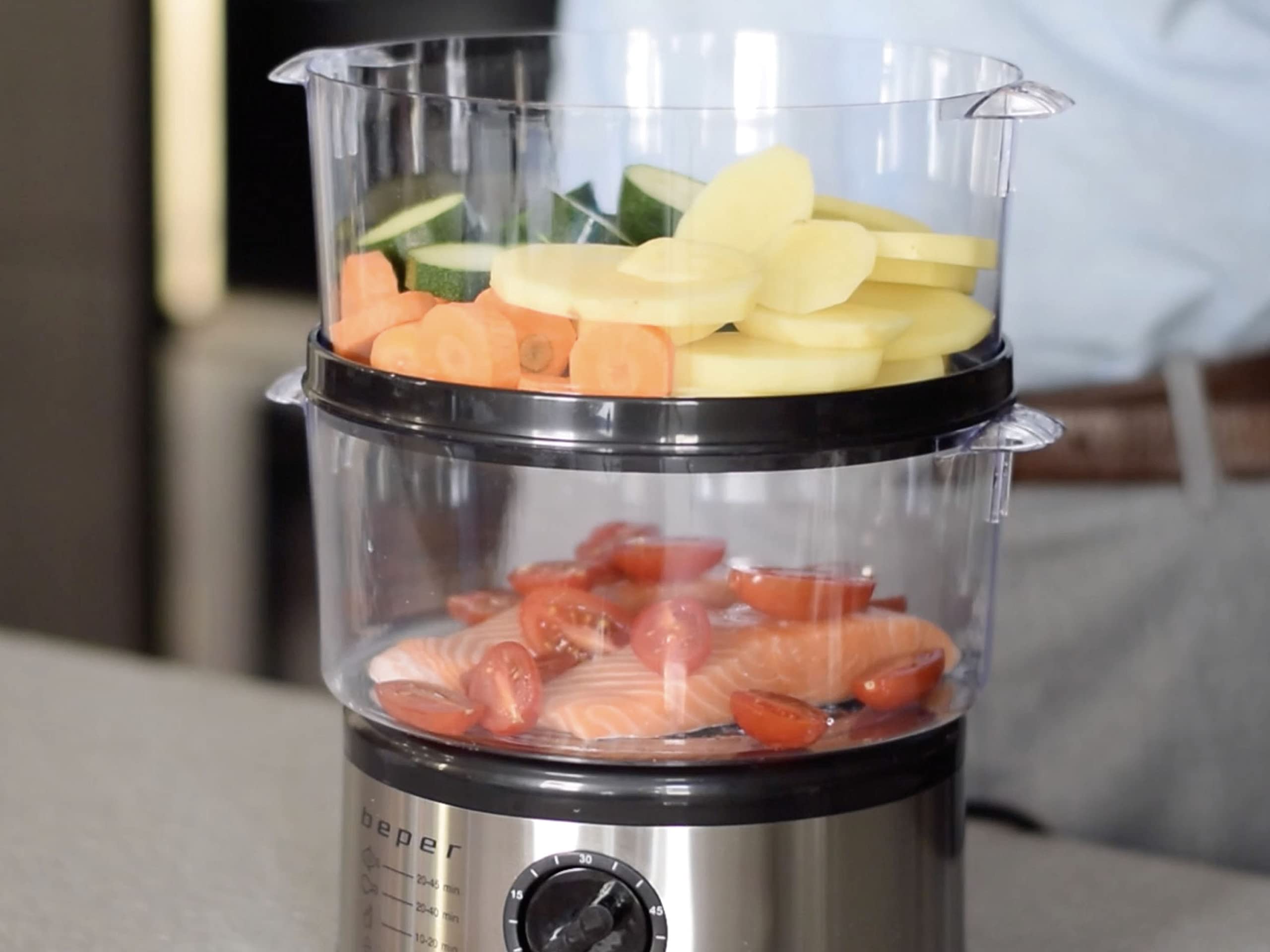 BEPER BC.261 Cuiseur Vapeur 5 Litres avec Minuteur Électrique Sans BPA