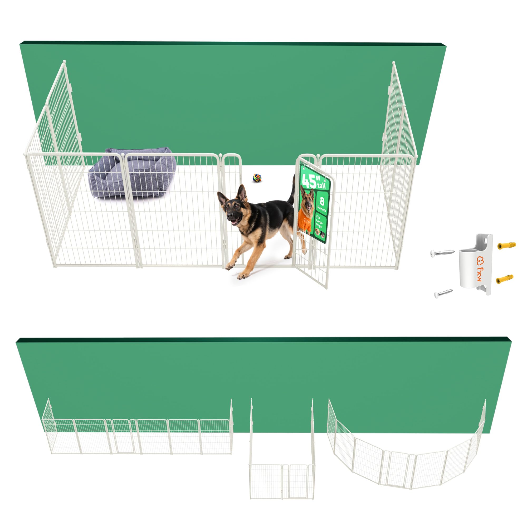 FXW Homeplus Indoor Dog Playpen with Fence-to-Wall Anchors, 45" H, 8 Panels