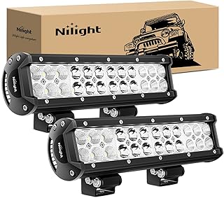 Nilight LED Light Bar 2PCS 12 Inch 72W Spot Flood Combo LED Off Road Lights Driving Lights Fog Lights Jeep Lights LED Work Light, 2 Years Warranty (60003C-B)